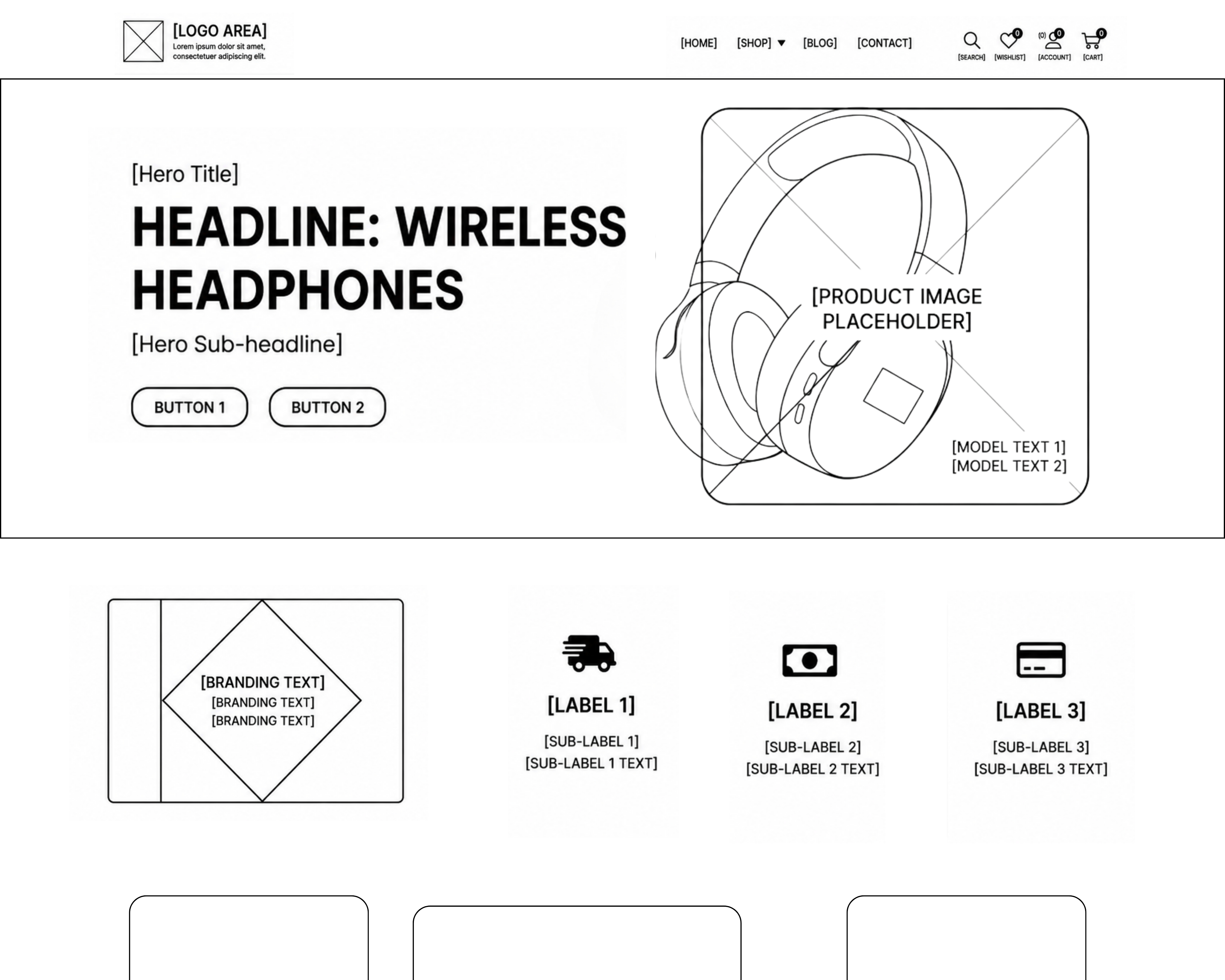 Low-fidelity wireframe of the Sajilo Kinmel home page
